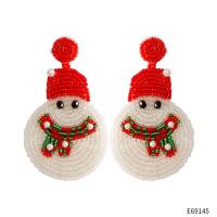 Seedbead Pendientes con Colgantes, Hombre de Nieve, Joyas de Navidad & para mujer, 45x70mm, Vendido por Par