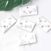 Pendientes de Navidad, aleación de zinc, con Perlas plásticas, chapado en color rosa dorada, Diseño de Navidad & Joyería & diferentes estilos para la opción & para mujer, libre de níquel, plomo & cadmio, Vendido por Set