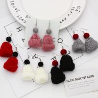 Boucles d'oreilles de Noël, Caddice, chapeau de noël, fait à la main, Conception de Noël & bijoux de mode & pour femme, plus de couleurs à choisir, protéger l'environnement, sans nickel, plomb et cadmium, 62mm, Vendu par paire