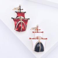 Zinklegering broches, Zinc Alloy, Sail Boat, gold plated, mode sieraden & voor vrouw & glazuur & met strass, meer kleuren voor de keuze, nikkel, lood en cadmium vrij, 30x44mm, Verkocht door PC