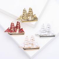 Broches en alliage de zinc, Bateau à voile, Placage, bijoux de mode & pour femme & émail, plus de couleurs à choisir, protéger l'environnement, sans nickel, plomb et cadmium, 54x37mm, Vendu par PC