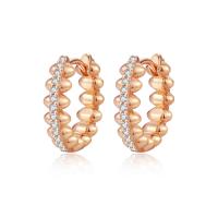 Pendientes de Micro Pavé de Zirconía Cúbica en Plata de Ley, Plata de ley 925, Plating champagne gold, Joyería & micro arcilla de zirconia cúbica & para mujer, libre de níquel, plomo & cadmio, Vendido por Par