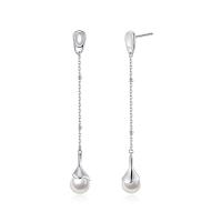 Boucle d'oreille bijoux en argent sterling, Argent sterling 925, avec Shell Pearl, bijoux de mode & pour femme, protéger l'environnement, sans nickel, plomb et cadmium, 7x62mm, Vendu par paire