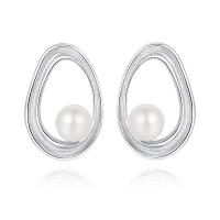 Pendiente de la joyería de plata esterlina, Plata de ley 925, con Shell Pearl, para mujer, libre de níquel, plomo & cadmio, 10x15mm, Vendido por Par