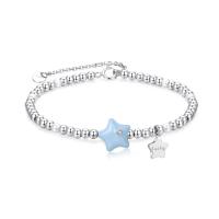 Bracelets en argent sterling, Argent sterling 925, avec Shell Pearl, avec 1.57inch chaînes de rallonge, bijoux de mode & pavé de micro zircon & pour femme & émail, protéger l'environnement, sans nickel, plomb et cadmium, the size of star beads 17x5mm, Longueur Environ 6.29 pouce, Vendu par PC