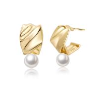 Sterling Silver Jewelry orecchino, 925 sterline d'argento, with Shell Pearl, placcato, gioielli di moda & per la donna, nessuno, assenza di nichel,piombo&cadmio, 10x19mm, Venduto da coppia