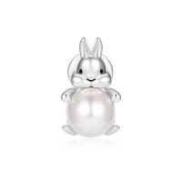 Broche de coquille, laiton, avec Shell Pearl, lapin, bijoux de mode & pour femme, protéger l'environnement, sans nickel, plomb et cadmium, 14x24mm, Vendu par PC