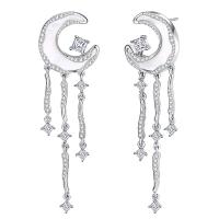 Ciúbach Zirconia Micrimhilseogra réiteodh Earring Prás, jewelry faisin & micrea réiteach zirconia ciúbach & do bhean, nicil, luaidhe & caidmiam saor in aisce, 18x61mm, Díolta De réir Péire