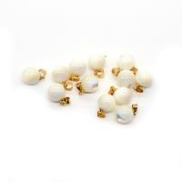 Shell Hangers, White Lip Shell, met Messing, Ronde, gold plated, DIY, wit, 10mm, Verkocht door PC