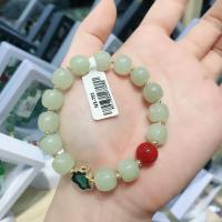 Gemstone Bracciali, Hetian Jade, with Yunnan Red Agate, per la donna, colori misti, 10mm, Lunghezza Appross. 18 cm, Venduto da PC