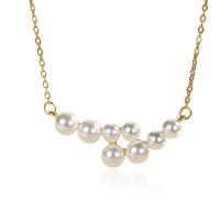 925 Sterling Silver Necklaces with Plastic Pearl with 5CM extender chain plated for woman Length Approx 40 cm Sold By PC