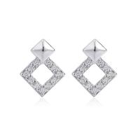 Cubic Zirconia Micro Pave Sterling Silver Náušnice, 925 Sterling Silver, micro vydláždit kubické zirkony & pro ženy, více barev na výběr, 8mm, Prodáno By Pair