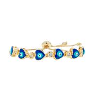 Bracelet Evil Eye bijoux, laiton, bijoux de mode & pavé de micro zircon & émail, protéger l'environnement, sans nickel, plomb et cadmium, 26cm, Vendu par PC