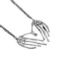 Zinc Alloy Halsketting, Hand, platinum plated, Halloween Jewelry Gift & ovale keten & voor de mens, Lengte Ca 16.1-19 inch, Verkocht door PC