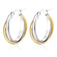 Mens acier inoxydable Hoop boucles d'oreilles, Acier inoxydable 304, beignet, bijoux de mode & pour femme, plus de couleurs à choisir, 25x28mm, Vendu par paire