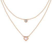 Kubieke Zircon Micro effenen Sterling zilveren ketting, 925 sterling zilver, met Schelp, met 1.97inch extender keten, Hart, Plating champagne goud, Dubbele laag & mode sieraden & micro pave zirconia & voor vrouw, nikkel, lood en cadmium vrij, Lengte Ca 17.71 inch, Ca 14.96 inch, Verkocht door PC