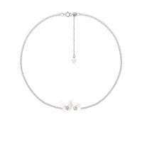 Circón cúbico micr3ofono pavimenta collar de plata esterlina, Plata de ley 925, con Acrílico, con 1.97inch extender cadena, Mariposa, Joyería & micro arcilla de zirconia cúbica & para mujer, libre de níquel, plomo & cadmio, longitud aproximado 13.77 Inch, Vendido por UD