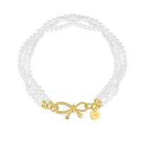 Bracelets en argent sterling, Argent sterling 925, avec Shell Pearl, Noeud papillon, Plaqué or 18K, bijoux de mode & pour femme, protéger l'environnement, sans nickel, plomb et cadmium, Longueur Environ 7.48 pouce, Vendu par PC