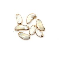 Mari del Sud Shell Pendant, conchiglia marina, with ottone, fagiolo, placcato color oro, DIY, bianco, Length about 10-13mm,Hight about 19-29mm, Venduto da PC