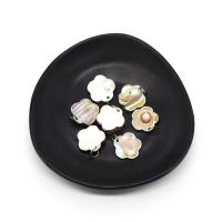 Shell Pendler, med perle & Messing, Blomme blomstre, sølvfarvet forgyldt, du kan DIY, 20mm, Solgt af PC