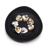 Shell Hangers, Schelp, met parel & Messing, Hart, silver plated, DIY, 21x21mm, Verkocht door PC