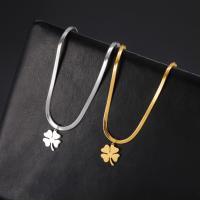 Stainless Steel smycken halsband, 304 rostfritt stål, med 5cm extender kedja, Four Leaf Clover, plated, mode smycken & Unisex, fler färger för val, nickel, bly och kadmium gratis, Längd Ca 45 cm, Säljs av PC