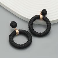 Bijoux boucles d'oreilles, Rafidah+Grass, avec alliage de zinc, Rond, fait à la main, bijoux de mode & pour femme, plus de couleurs à choisir, protéger l'environnement, sans nickel, plomb et cadmium, 54x41mm, Vendu par paire