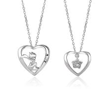 Pora karoliai, 925 Sterling Silver, Širdis, padengtą, unisex & įvairių stilių pasirinkimas & mikro nutiesti kubinių Zirconia, platinos spalva, Pardavė PC