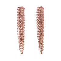 Fringe pendientes de la manera, aleación de zinc, chapado, para mujer & con diamantes de imitación, más colores para la opción, Vendido por Par