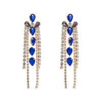 Fashion Fringe Earrings Zinc Alloy with Glass Rhinestone plated for woman & with rhinestone Sold By Pair