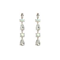 Zinc Alloy Stud Earring with Glass Rhinestone plated for woman Sold By Pair