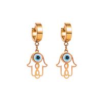 Evil Eye Earrings Titanium Steel plated for woman & enamel golden Sold By Pair