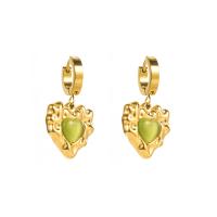 Titanium Steel  Earring with Resin Heart plated for woman golden Sold By Pair