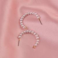 Earring Jewelry Plastic Pearl fashion jewelry & for woman white Sold By Pair