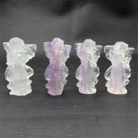 Fashion Dekoration, Farverige Fluorite, Angel, Carved, til hjemmet og kontoret, blandede farver, 80x40x25mm, Solgt af PC