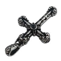 Pendants Cruach Cross dhosmálta, 304 Cruach dhosmálta, jewelry faisin & unisex, 66.50x36.50mm, Poll:Thart 10.5*6.5mm, Díolta De réir PC