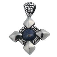 Bijoux pendentifs en acier inoxydable , Acier inoxydable 304, avec sodalite, bijoux de mode & unisexe, 45.50x32mm, Trou:Environ 5.5*9mm, Vendu par PC