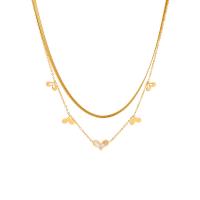 Collier d'acier titane, avec 1.97inch chaînes de rallonge, coeur, Placage, Double couche & bijoux de mode & pour femme, doré, Vendu par Environ 14.57 pouce, Environ 16.14 pouce brin