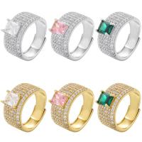 Cúbicos Circonia Micro Pave anillo de latón, metal, chapado, micro arcilla de zirconia cúbica & para mujer, más colores para la opción, Vendido por UD