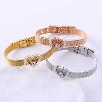 Bracelet Evil Eye bijoux, Acier inoxydable 304, Placage, pavé de micro zircon & pour femme & émail, plus de couleurs à choisir, Longueur Environ 25 cm, Vendu par PC