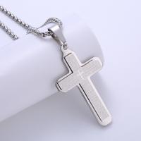 Stainless Steel smycken halsband, 304 rostfritt stål, Cross, plated, Unisex, silver, Längd Ca 60 cm, Säljs av PC