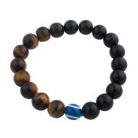 Evil Eye sieraden Armband, Agaat, met Tiger Eye, mode sieraden & uniseks, 10.50mm, Per verkocht Ca 8.27 inch Strand