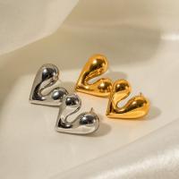 Stainless Steel Stud Earrings 304 Stainless Steel Heart Vacuum Ion Plating fashion jewelry & for woman Sold By Pair