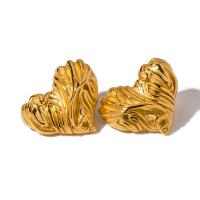 Stainless Steel Stud Earrings 304 Stainless Steel Heart 18K gold plated fashion jewelry & for woman golden Sold By Pair