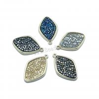 Rhinestone Brass Pendants Rhombus plated DIY & with rhinestone Sold By PC