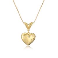 Cubic Zircon Micro Pave Brass Necklace with 5cm extender chain Heart plated fashion jewelry & micro pave cubic zirconia nickel lead & cadmium free Length 45 cm Sold By PC