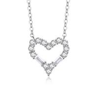 Cubic Zircon Micro Pave 925 Sterling Silver Necklace with 5CM extender chain Heart plated micro pave cubic zirconia & for woman Length Approx 40 cm Sold By PC