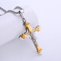 Jewelry Cruach dhosmálta muince, 316 Cruach dhosmálta, Cross, plátáilte, unisex, dath platanam, Fad Thart 60 cm, Díolta De réir PC