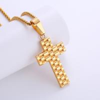 Stainless Steel Jewelry Necklace 316 Stainless Steel Cross plated Unisex golden Length Approx 60 cm Sold By PC