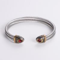 Rozsdamentes acél bangle, 304 rozsdamentes acél, galvanizált, mikro egyengetni cirkónia & az ember, az eredeti szín, Belső átmérő:Kb 62mm, Által értékesített PC